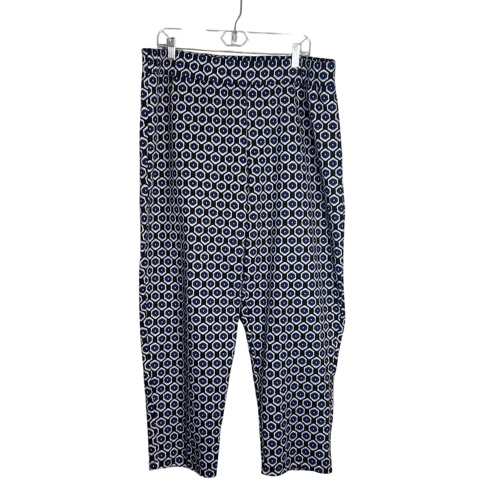 Melissa Paige Jacquard Pull On Ankle Pant Plus‎ Size 1X Geometric
